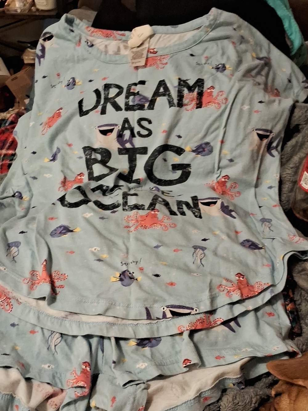 Dream As Big Ocean Light Blue Kids Pajama Set